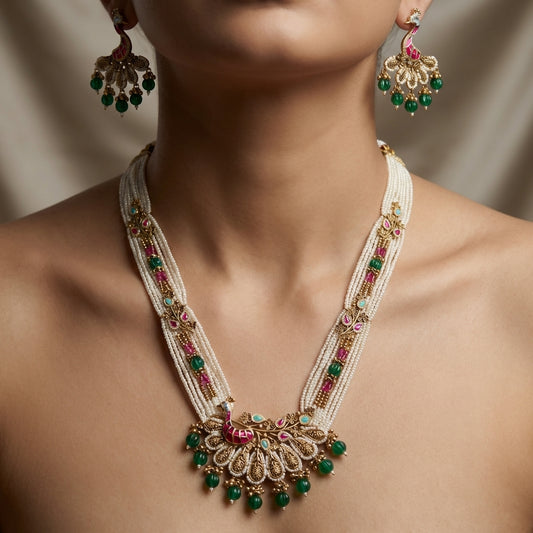 Royal Peacock (Mayur) Motif Necklace Set