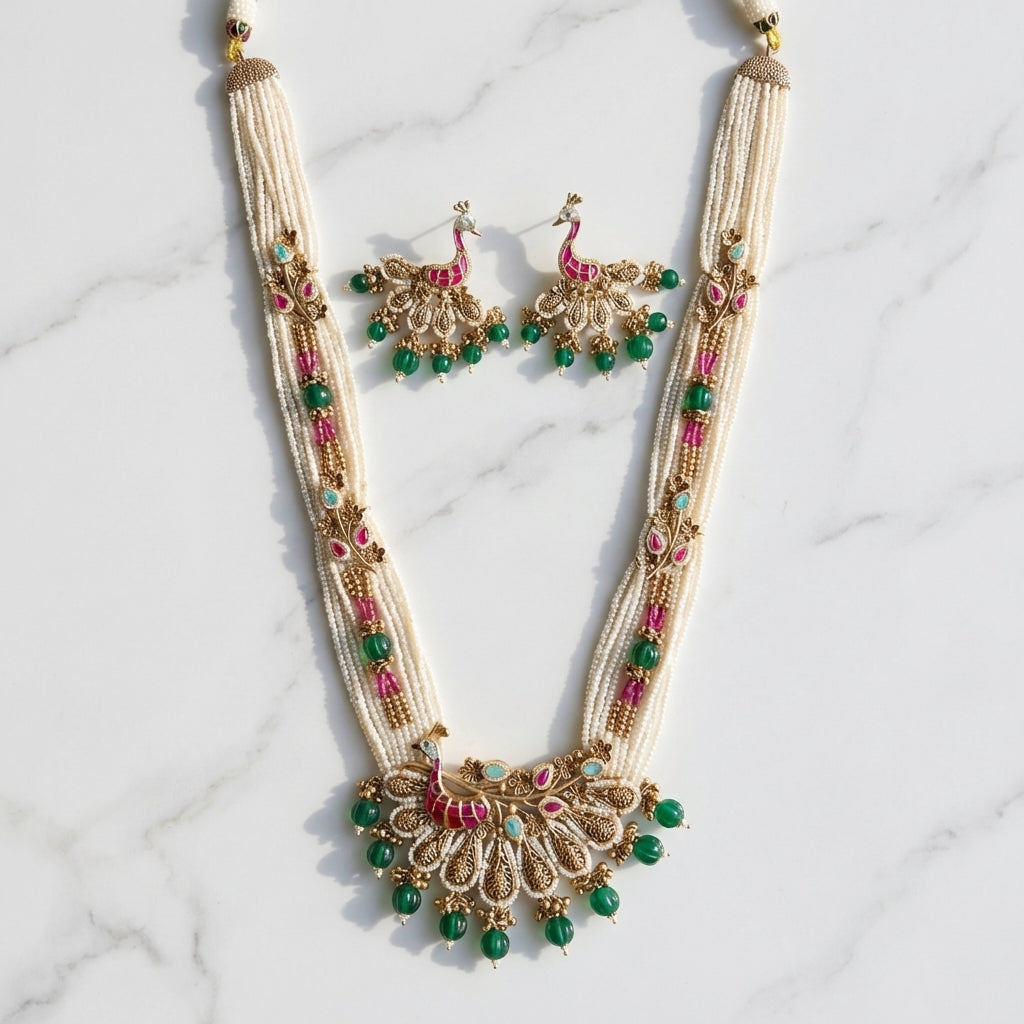 Royal Peacock (Mayur) Motif Necklace Set