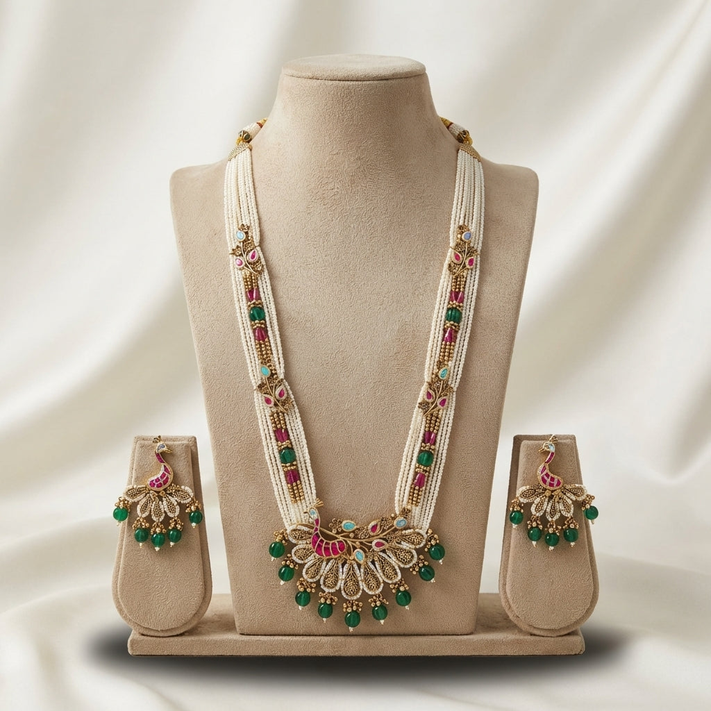 Royal Peacock (Mayur) Motif Necklace Set