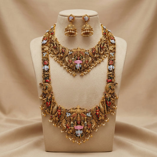 Shree Ganesh Pearl Temple Necklace Set