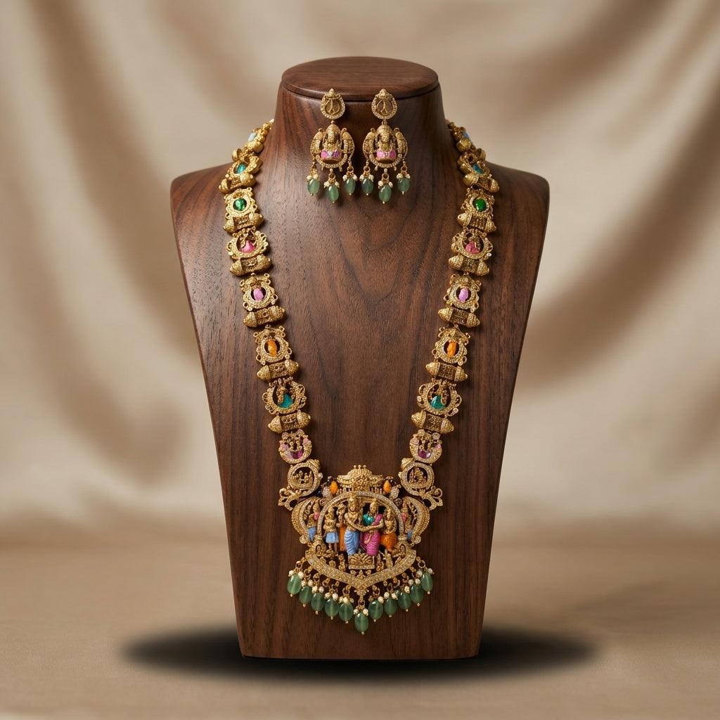 Royal Navratna Kundan Pendant Set – Premium Collection