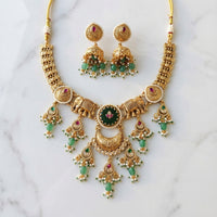 Royal Elephant Temple Necklace Set with  Jhumkas – Premium Collection