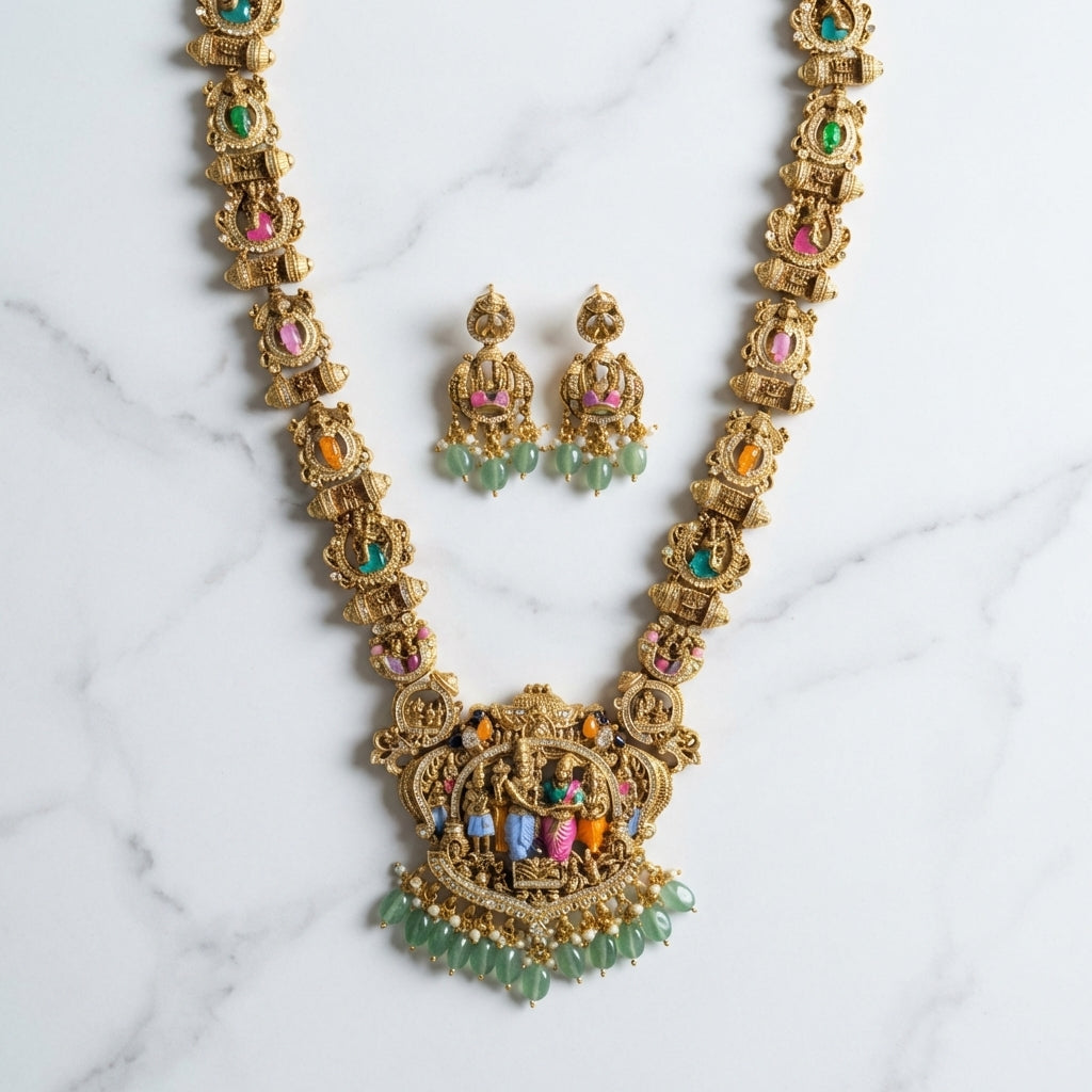 Royal Navratna Kundan Pendant Set – Premium Collection